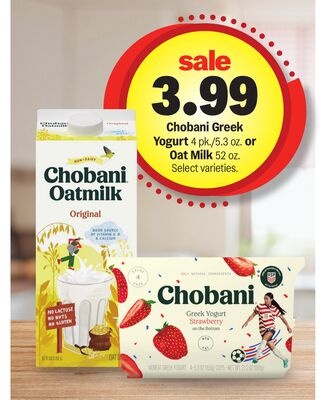 Chobani Greek Yogurt 4 pk./5.3 oz. or Oat Milk 52 oz.