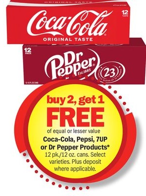 Coca-Cola, Pepsi, 7UP or Dr Pepper Products*