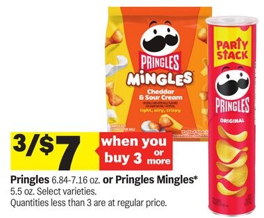 Pringles 6.84-7.16 oz. or Pringles* Mingles 5.5 oz.