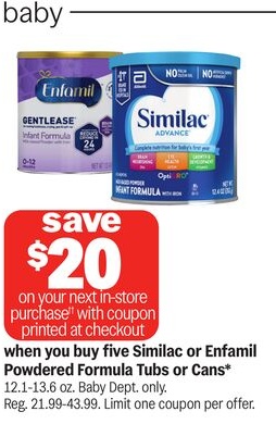Similac or Enfamil Powdered Formula Tubs or Cans