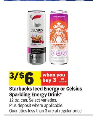 Starbucks Iced Energy or Celsius Sparkling Energy Drink*