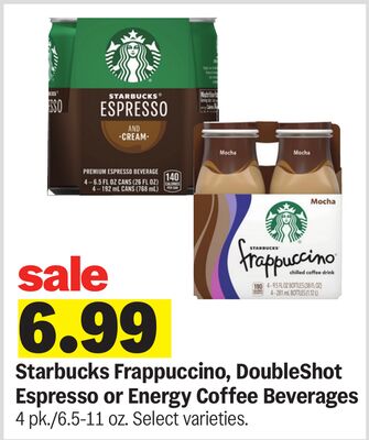 Starbucks Frappuccino, DoubleShot Espresso or Energy Coffee Beverages