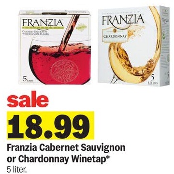 Franzia Cabernet Sauvignon or Chardonnay Winetap*