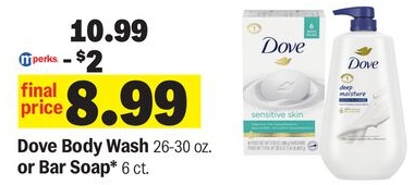 Dove Body Wash 26-30 oz. or Bar Soap* 6 ct