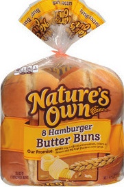 NATURE'S OWN BUTTERBREAD, BUNS OR 100% WHEAT BREAD