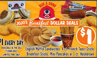 English Muffin Sandwiches, 4 ct. French Toast Sticks, Breakfast Sticks, Mini Pancakes or 1 ct. Hashbrown