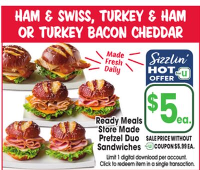 Ready Meals Store Made Pretzel Duo Sandwiches