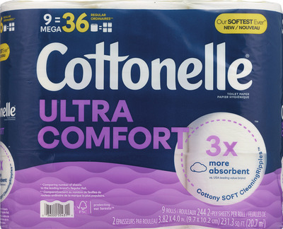 Cottonelle 9 mega rolls or Viva 2 quad rolls