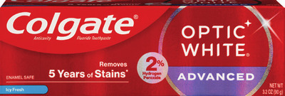 Colgate Optic White Advanced 3.2 oz, Charcoal, Purple, Sensitive 3.8-4.2 oz, Total 3 oz or hello toothpaste