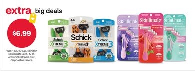 ALL Schick/Skintimate 4 ct., 12 ct. or Schick Xtreme 3 ct. disposable razors