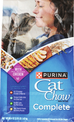 Purina Cat Chow 3.15, 6, 15 lbs., Dog Chow 3.5-4.4 lbs., One dry dog food 3.8-16.5 lbs. or One + Plus dry cat food 3.5 lbs.