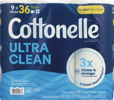 Cottonelle 9 mega rolls or Viva 2 quad rolls