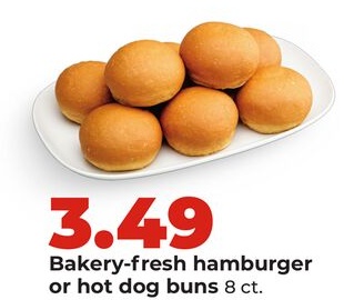 Bakery-fresh hamburger or hot dog buns