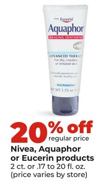 Nivea, Aquaphor or Eucerin products