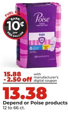 Depend or Poise products