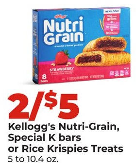 Kellogg's Nutri-Grain, Special K bars or Rice Krispies Treats