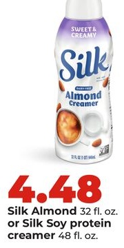 Silk Almond 32 fl. oz. or Silk Soy protein creamer 48 fl. oz.