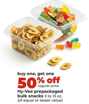 Hy-Vee prepackaged bulk snacks