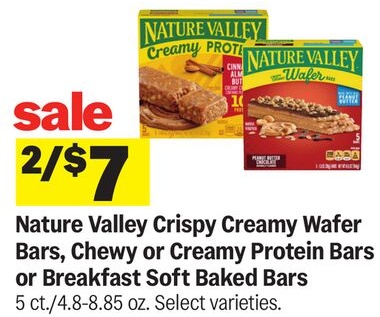 Nature Valley Crispy Creamy Wafer Bars, Chewy or Creamy Protein Bars or Breakfast Soft Baked Bars