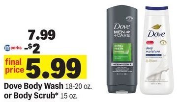Dove Body Wash 18-20 oz. or Body Scrub* 15 oz.