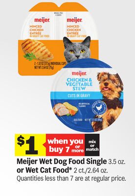 Meijer Wet Dog Food Single 3.5 oz. or Wet Cat Food*
