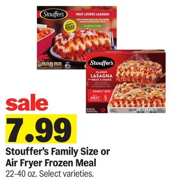 Stouffer's Family Size or Air Fryer Frozen Meal