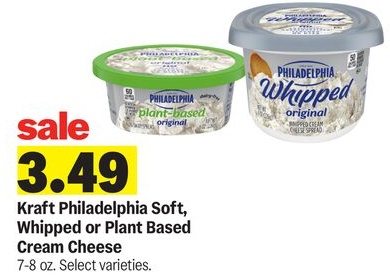 Kraft Philadelphia Soft, Whipped or Plant Based Cream Cheese