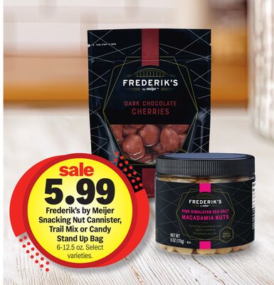 Frederik's by Meijer Snacking Nut Cannister, Trail Mix or Candy Stand Up Bag