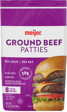 Meijer 75% Lean ¼ Pound Beef Burgers