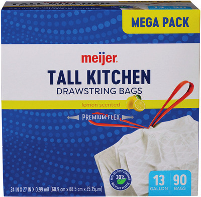 Meijer Kitchen Waste Bags 90 ct./13 gallon or Trash Bags 50 ct./33 gallon.