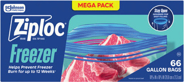 Ziploc Bags Freezer 60-66 ct., storage 68-81 ct., sandwich 270 ct. or snack 280 ct.