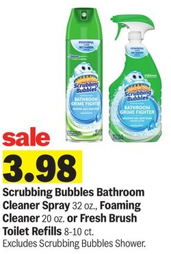 Scrubbing Bubbles Bathroom Cleaner Spray 32 oz., Foaming Cleaner 20 oz. or Fresh Brush Toilet Refills 8-10 ct.