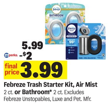 Febreze Trash Starter Kit, Air Mist 2 ct. or Bathroom* 2 ct.