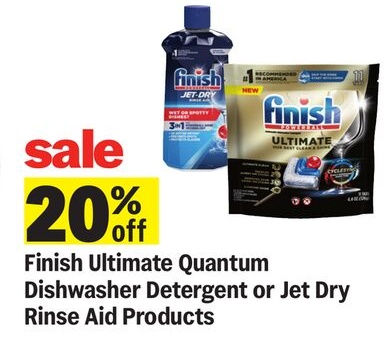 Finish Ultimate Quantum Dishwasher Detergent or Jet Dry Rinse Aid Products
