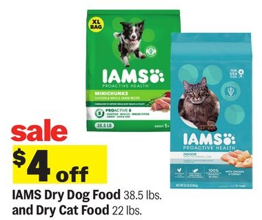 IAMS Dry Dog Food 38.5 lbs. and Dry Cat Food 22 lbs.