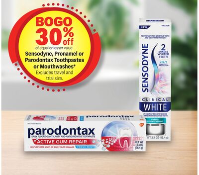 Sensodyne, Pronamel or Parodontax Toothpastes or Mouthwashes*