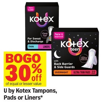 U by Kotex Tampons, Pads or Liners*