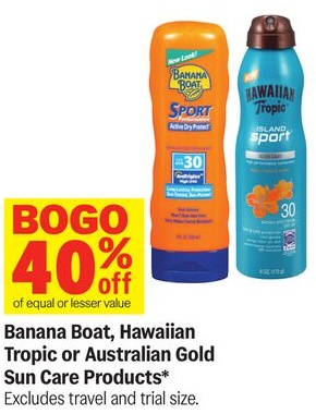 Banana Boat, Hawaiian Tropic or Australian Gold Sun Care Products*