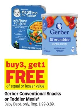 Gerber Conventional Snacks or Toddler Meals*