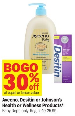 Aveeno, Desitin or Johnson's Health or Wellness Products