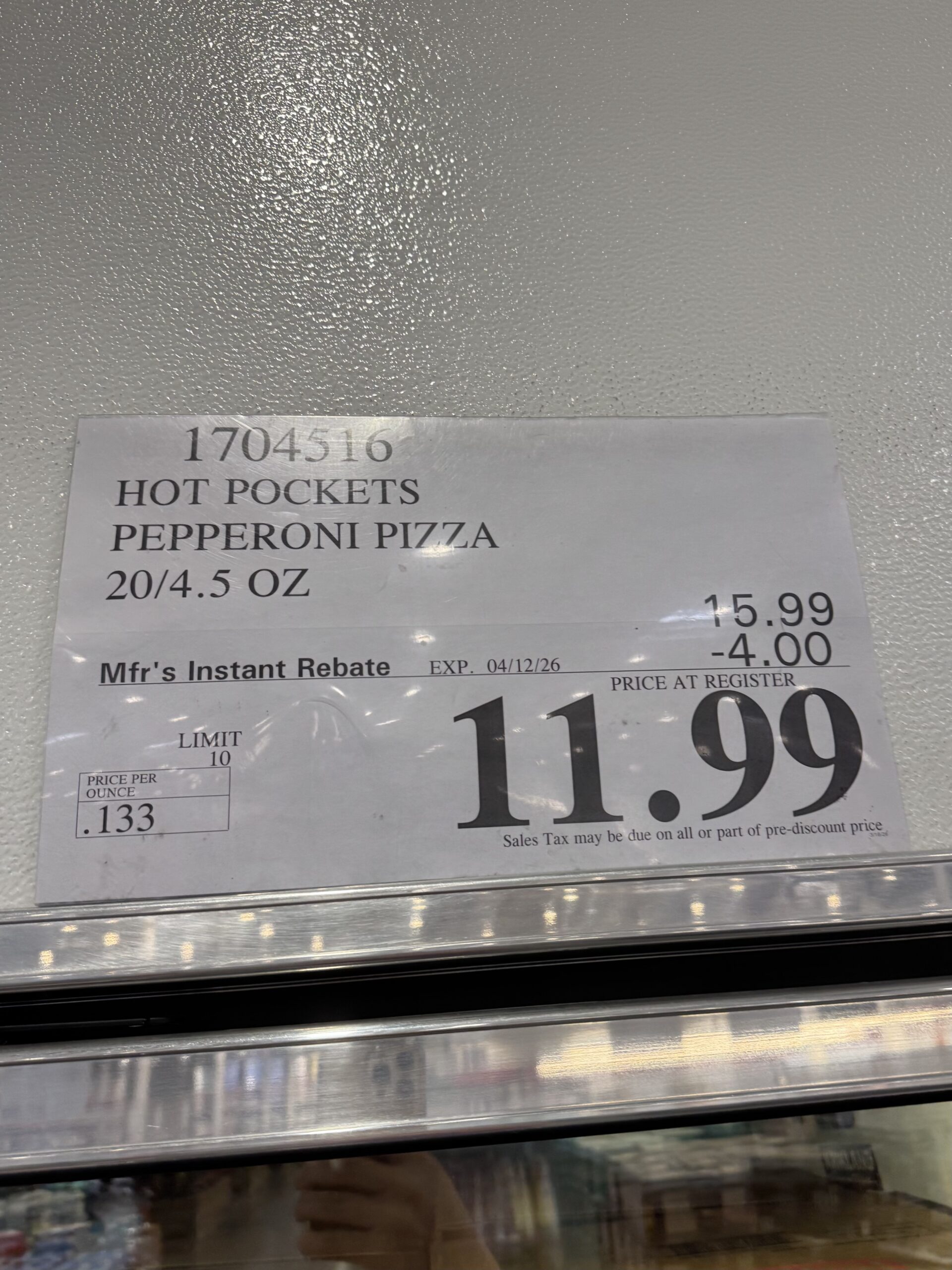 Hot Pockets Pepperoni Pizza - price tag