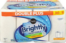 Signature Select Bath Tissue 30 ct. Mega Family Pack or Signature Select Brightly Paper Towels 12 ct. Double Plus Roll