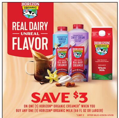 HORIZON ORGANIC CREAMER OR HORIZON ORGANIC MILK