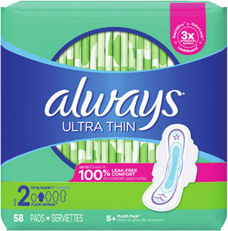 Always Ultra Thin or Tampax Pearl Tampons