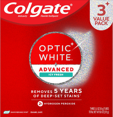 Colgate Optic White Advanced, Pro Series or Purple, Colgate Sensitive, Charcoal, Max Fresh Fruit Fusion or Total, or hello Toothpaste
