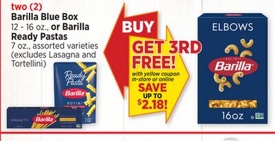 Barilla Blue Box 12 - 16 oz., or Barilla Ready Pastas 7 oz.