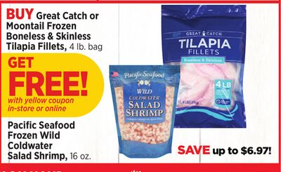 Great Catch or Moontail Frozen Boneless & Skinless Tilapia Fillets
