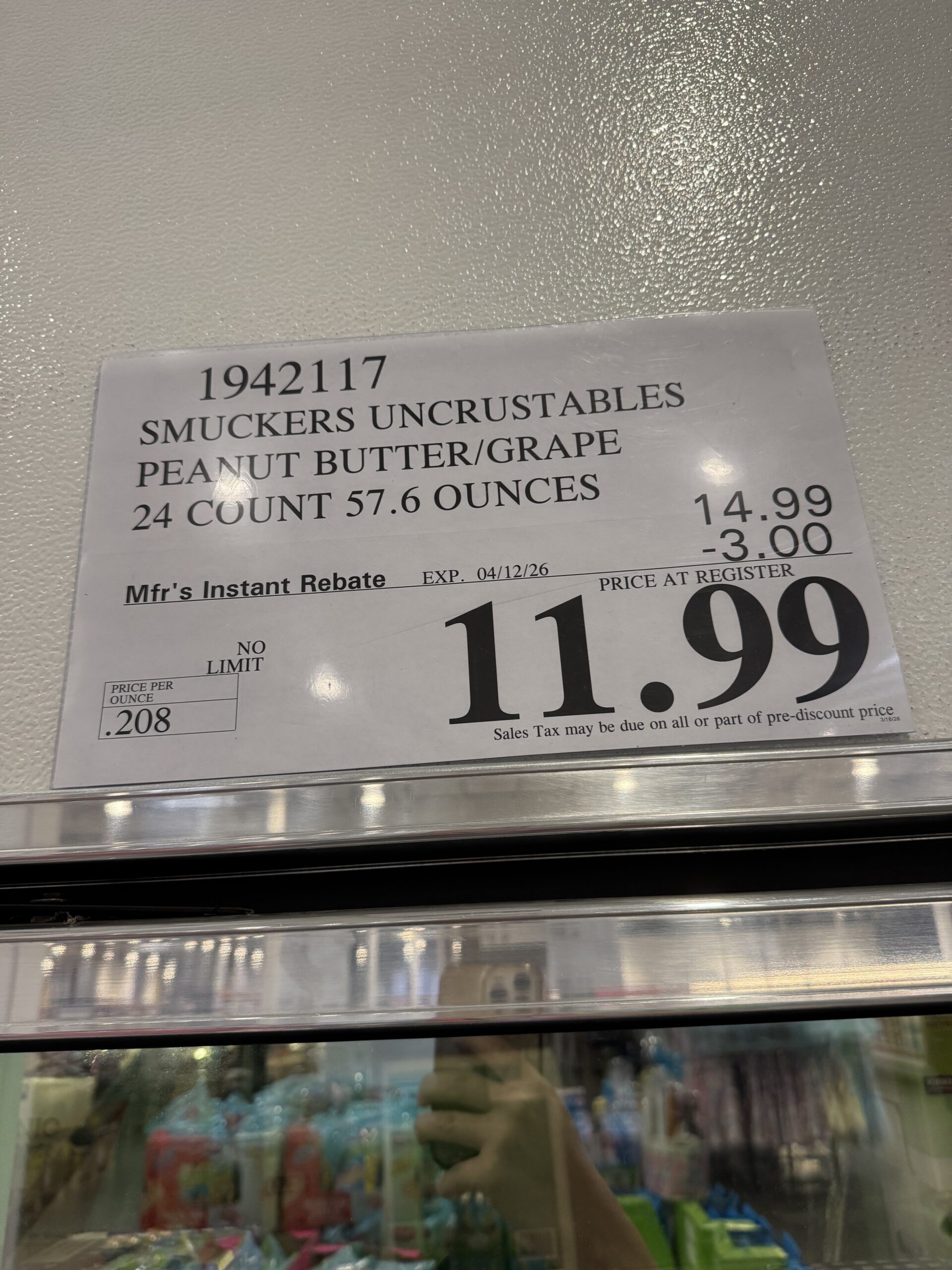 Smucker's Uncrustables Peanut Butter & Grape Jelly - price tag