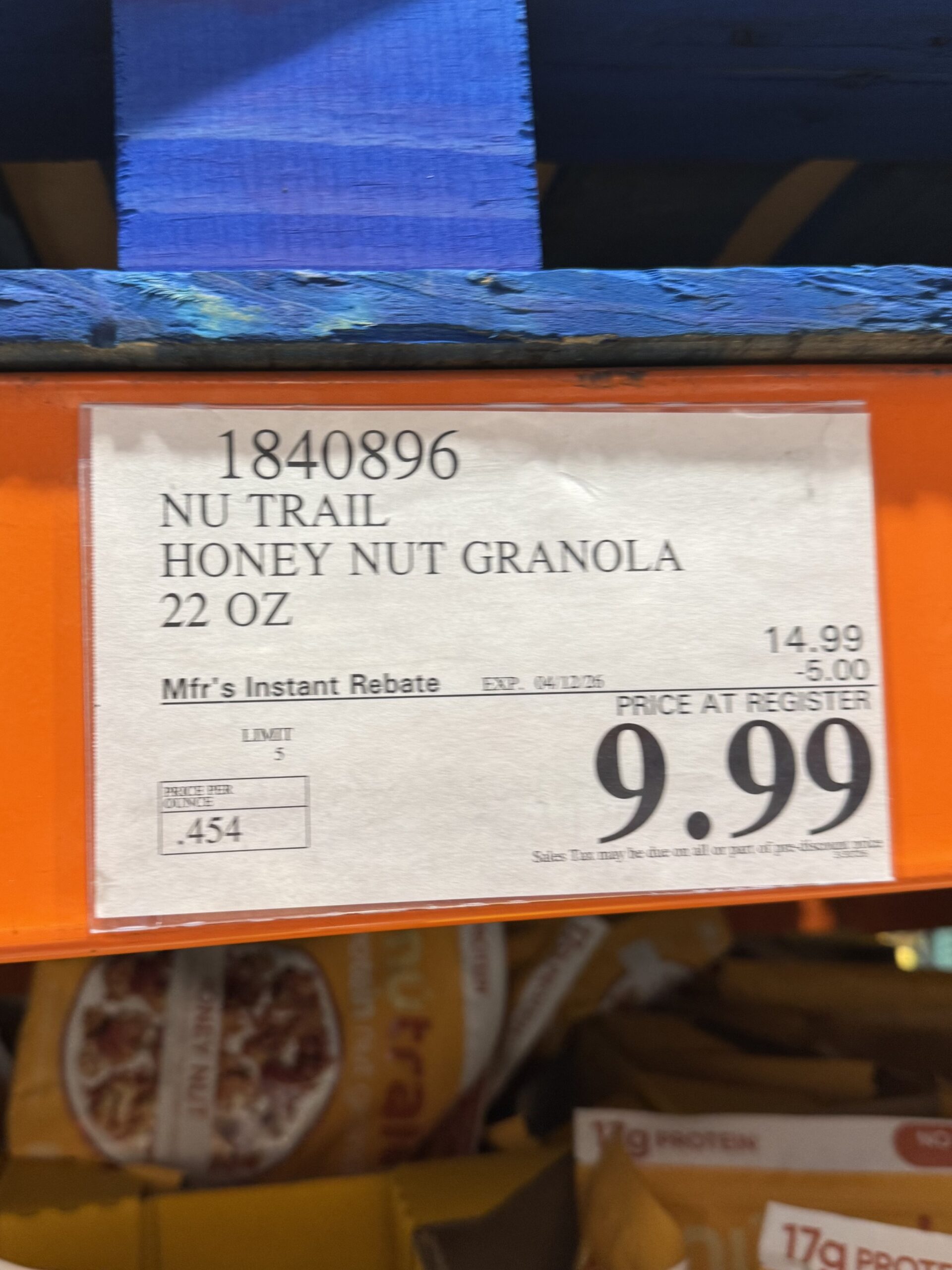 Nūtrail Protein Nut Granola Honey Nut - price tag