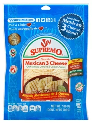 V&V Supremo Mexican Shredded 3 Cheese - 7.06 Oz